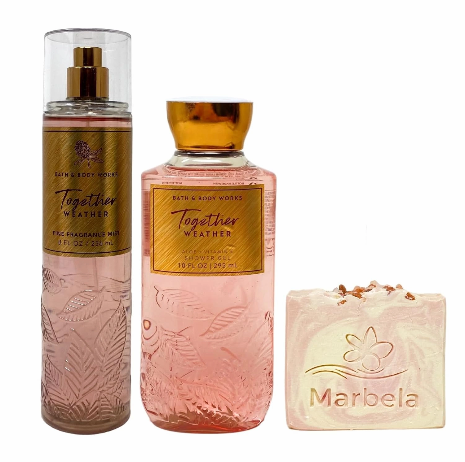 Bath & Body Works Together Weather Fragrance Mist and Shower Gel Bundle with a Himalayan Salts Springs Bar Soap - Full Size