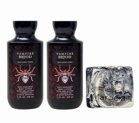 Bath & Body Works Vampire Blood 2 Pack Daily Nourishing Body Lotion Set with a Charcoal Scrub Soap
