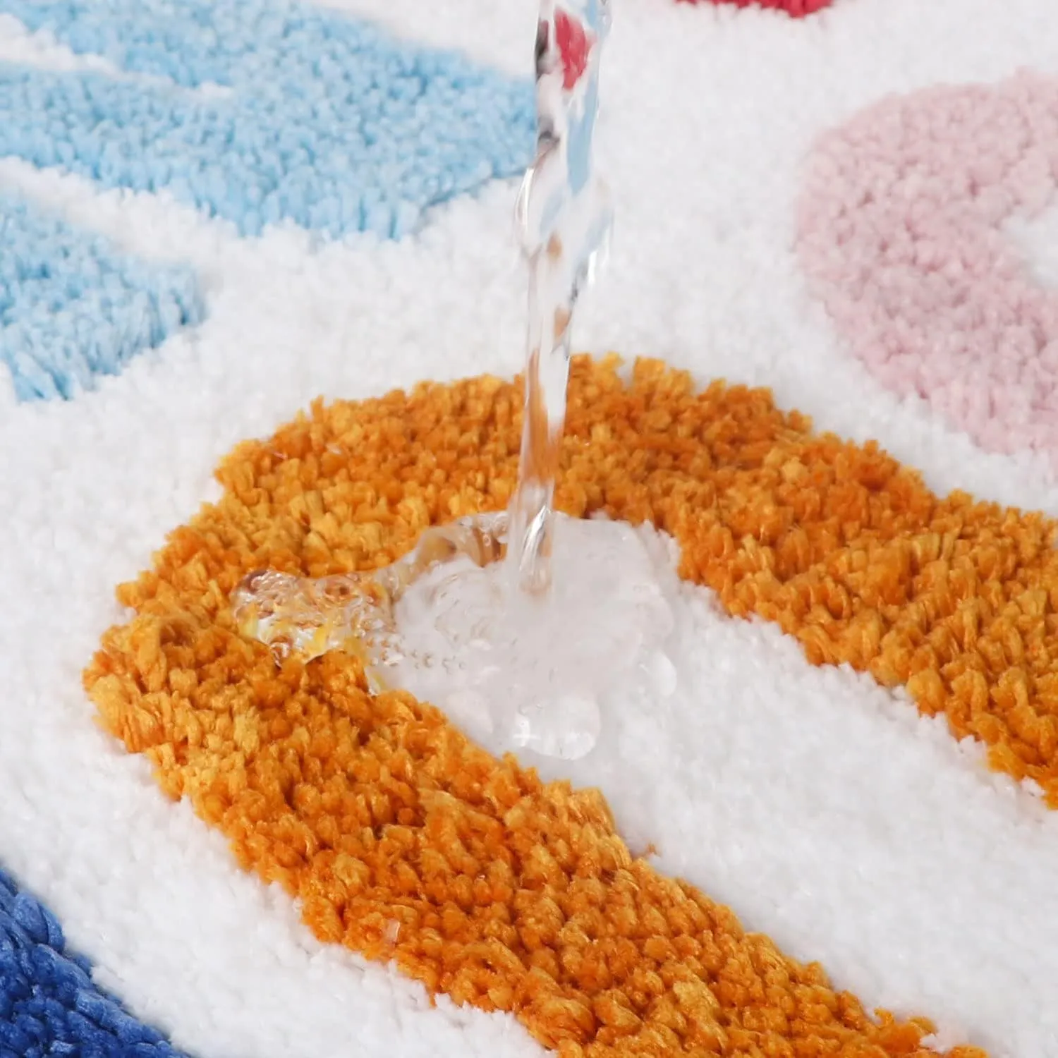 Bathroom Rugs 17x24,Soft, Absorbent & Non Slip Bath Mat, Machine Washable with Colorful Letter Designs for Tub, Shower or Sink