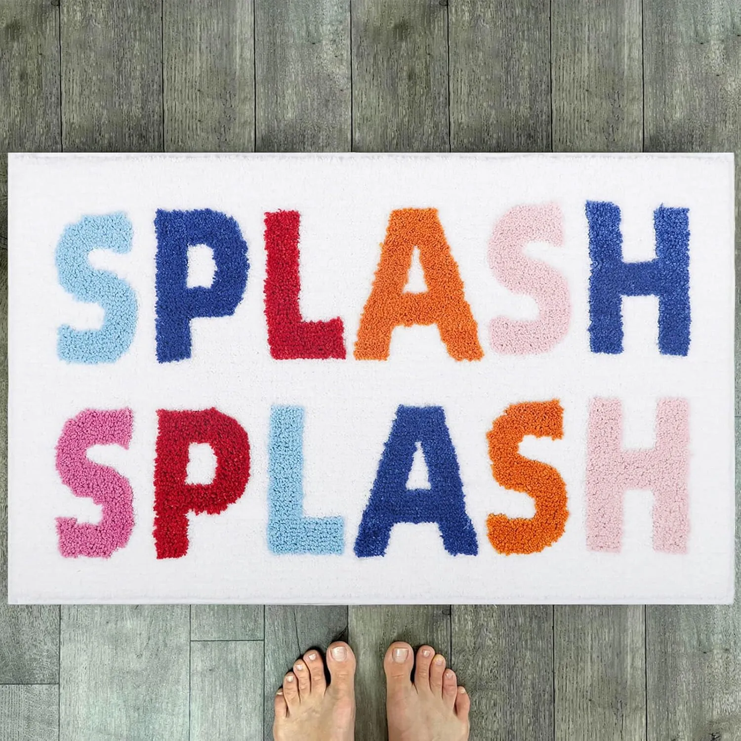 Bathroom Rugs 17x24,Soft, Absorbent & Non Slip Bath Mat, Machine Washable with Colorful Letter Designs for Tub, Shower or Sink