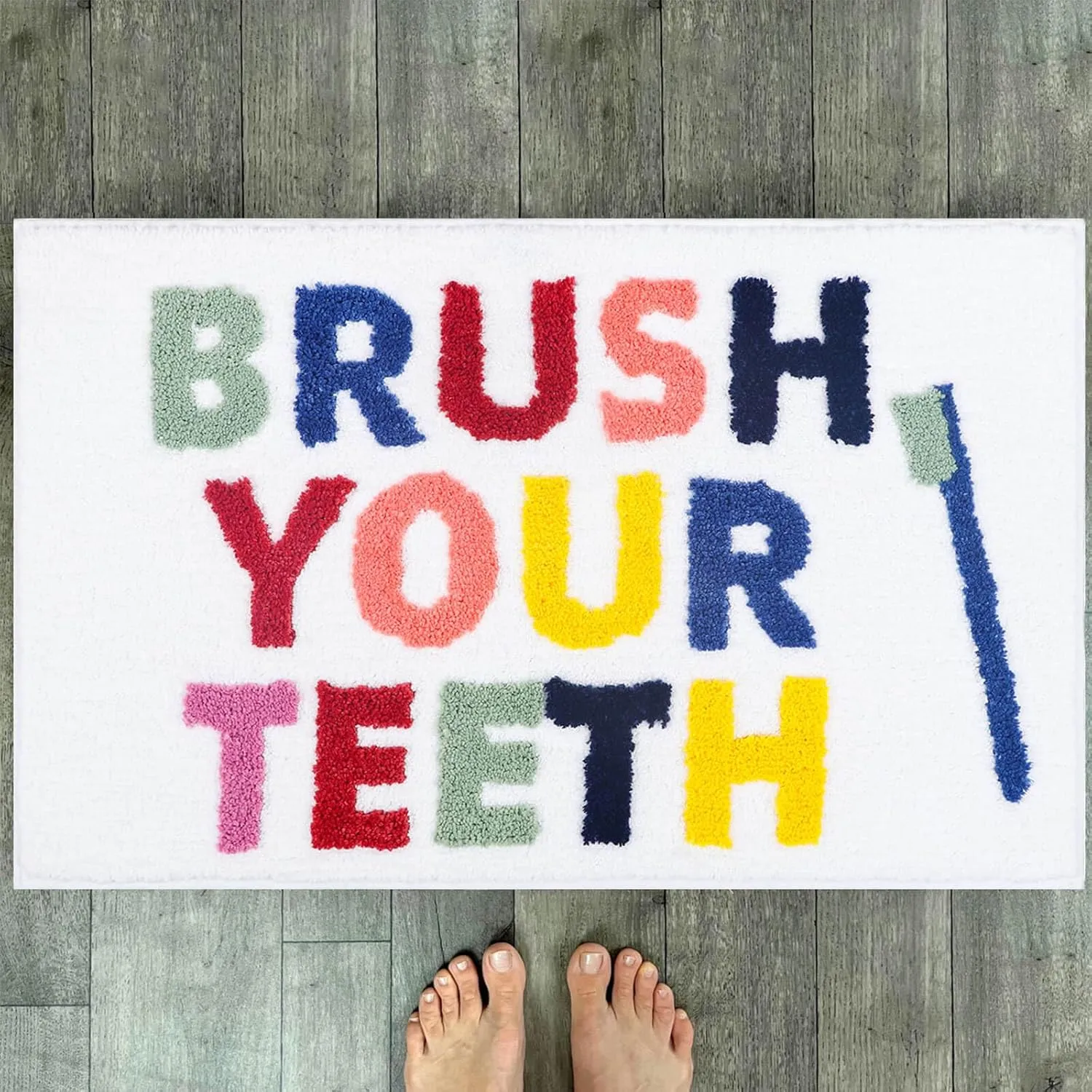 Bathroom Rugs 32x20,Soft, Absorbent & Non Slip Bath Mat, Machine Washable with Colorful Letter Designs for Tub, Shower or Sink