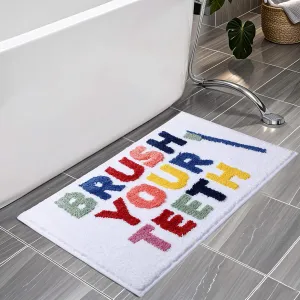 Bathroom Rugs 32x20,Soft, Absorbent & Non Slip Bath Mat, Machine Washable with Colorful Letter Designs for Tub, Shower or Sink