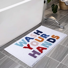 Bathroom Rugs 17x24,Soft, Absorbent & Non Slip Bath Mat, Machine Washable with Colorful Letter Designs for Tub, Shower or Sink