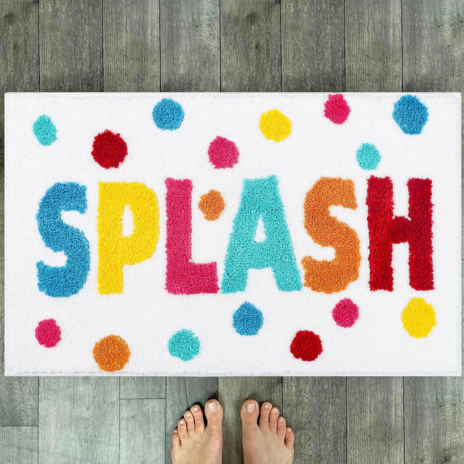 Bathroom Rugs 17x24,Soft, Absorbent & Non Slip Bath Rug, Machine Washable with Colorful Letter Designs for Tub, Shower or Sink