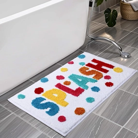 Bathroom Rugs 17x24,Soft, Absorbent & Non Slip Bath Rug, Machine Washable with Colorful Letter Designs for Tub, Shower or Sink