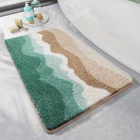 Bathroom Rugs 32x20 Soft, Absorbent & Non Slip Bath Rug, Machine Washable with Colorful Letter & Rainbow Designs for Tub, Shower or Sink