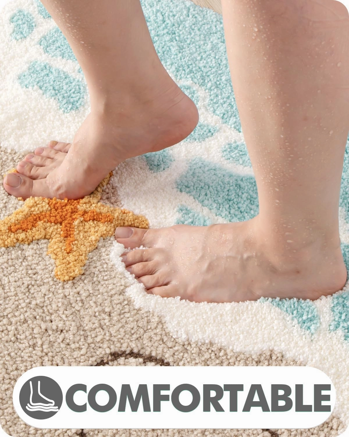 Bathroom Rugs 32x20 Soft, Absorbent & Non Slip Bath Rug, Machine Washable with Colorful Letter & Rainbow Designs for Tub, Shower or Sink