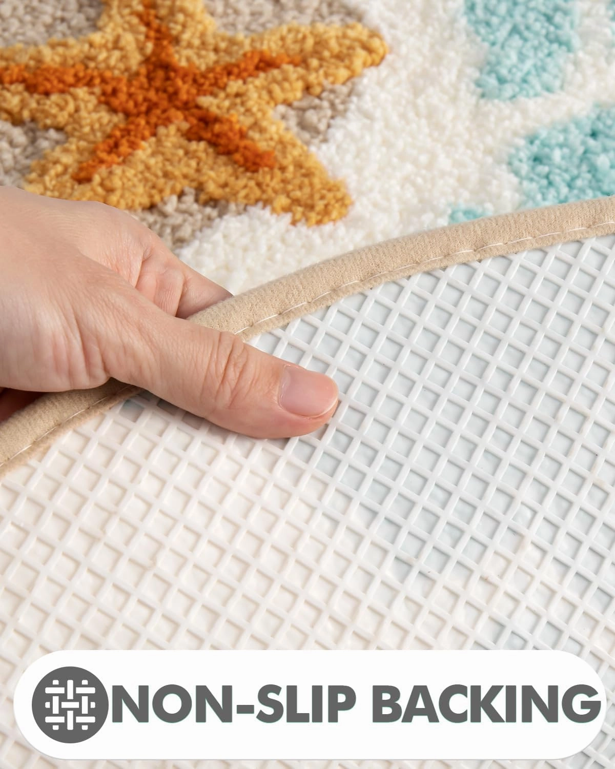 Bathroom Rugs 32x20 Soft, Absorbent & Non Slip Bath Rug, Machine Washable with Colorful Letter & Rainbow Designs for Tub, Shower or Sink