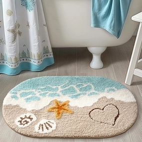 Bathroom Rugs 32x20 Soft, Absorbent & Non Slip Bath Rug, Machine Washable with Colorful Letter & Rainbow Designs for Tub, Shower or Sink