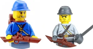 Battle Brick 1.6 Inches Tall Union and Confederate Soldiers Custom Minifigure | Printed in The USA | Genuine Military Minifig | Great Gift for Ages 10  to Adult AFOL