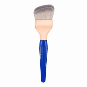 Bdellium Tools Professional Makeup Brush - Golden Triangle 971 Large Slanted Double Dome Blender - With All Vegan and Soft Synthetic Fibers, For Foundation Application & Blending (Blue, 1pc)