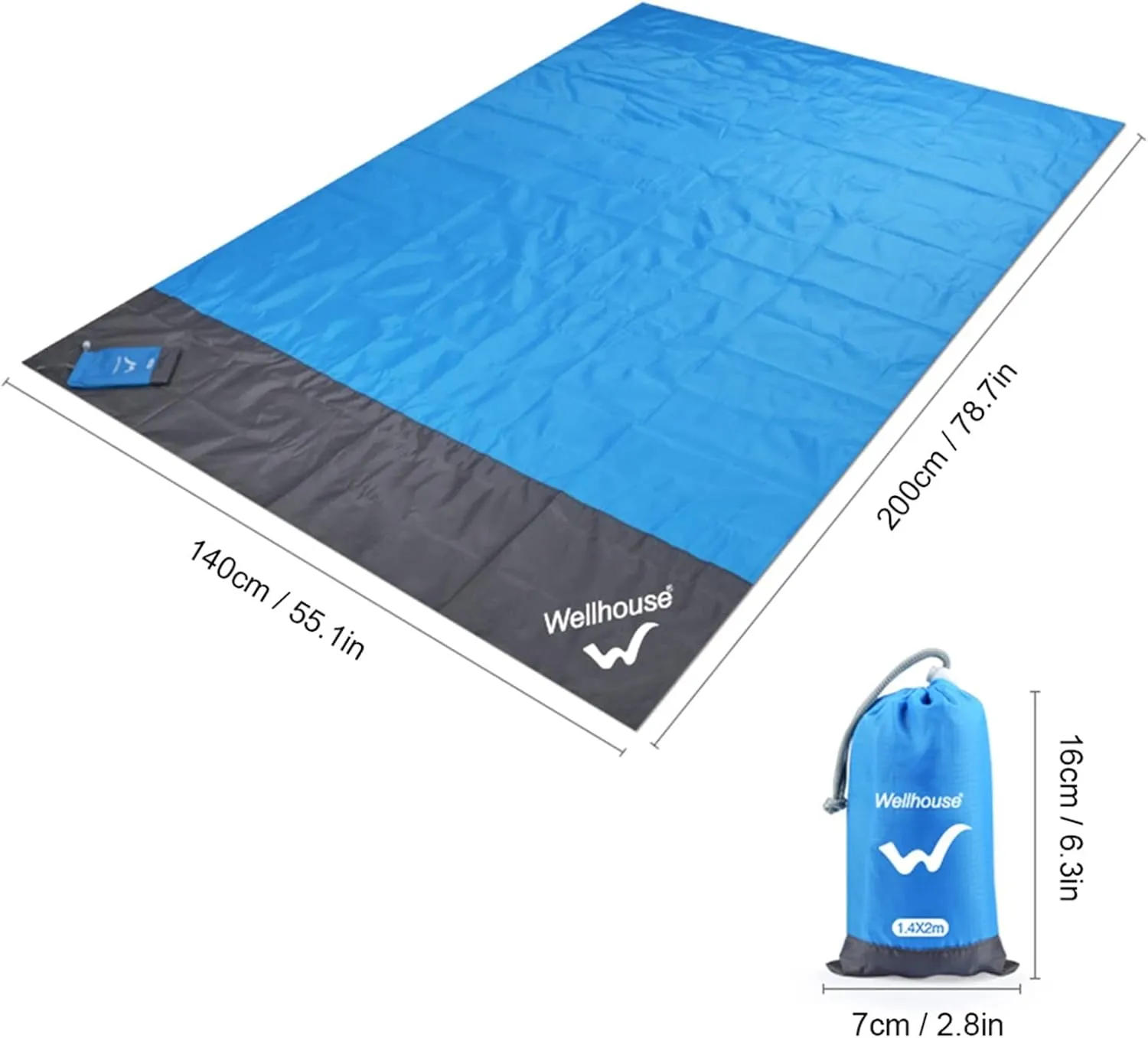Beach Blankets Foldable Camping Blanket Waterproof Beach Mat Outdoor Portable Picnic Mat Camping Ground Mat Moisture-Proof Sleeping Pad(Green)