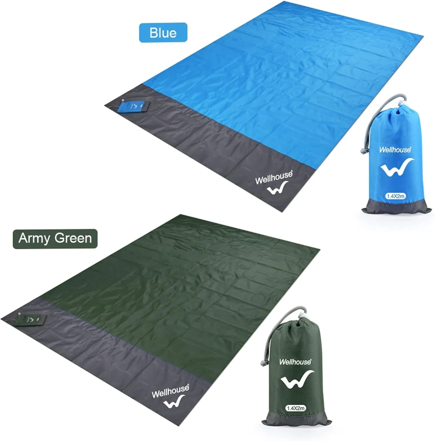 Beach Blankets Foldable Camping Blanket Waterproof Beach Mat Outdoor Portable Picnic Mat Camping Ground Mat Moisture-Proof Sleeping Pad(Green)