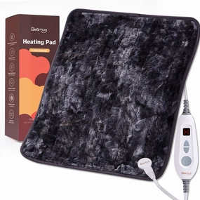 Bearhug XL Electric Heating Pad 20''x24'' Double-Sided Faux Fur Heated Pad, 6 Heat Levels, 2H Auto-Off, Moist & Dry Heat Therapy for Back Pain Relief, Machine Washable, ETL Certified, Gift Box