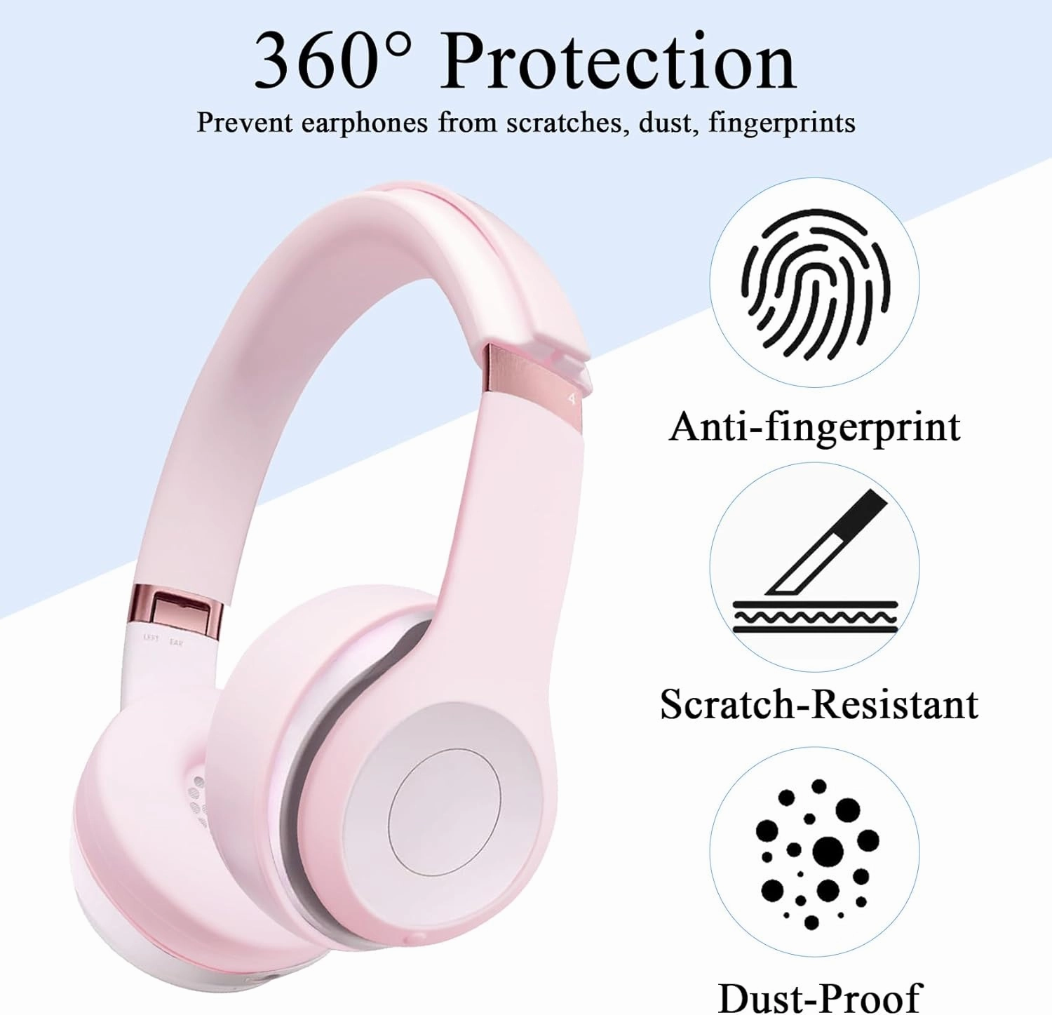 Beats Solo 4 Silicone Case Set, Anti-Scratch Ear Pad & Shell Cover, Headband Cover - Soft Silicone Protector (Pink)