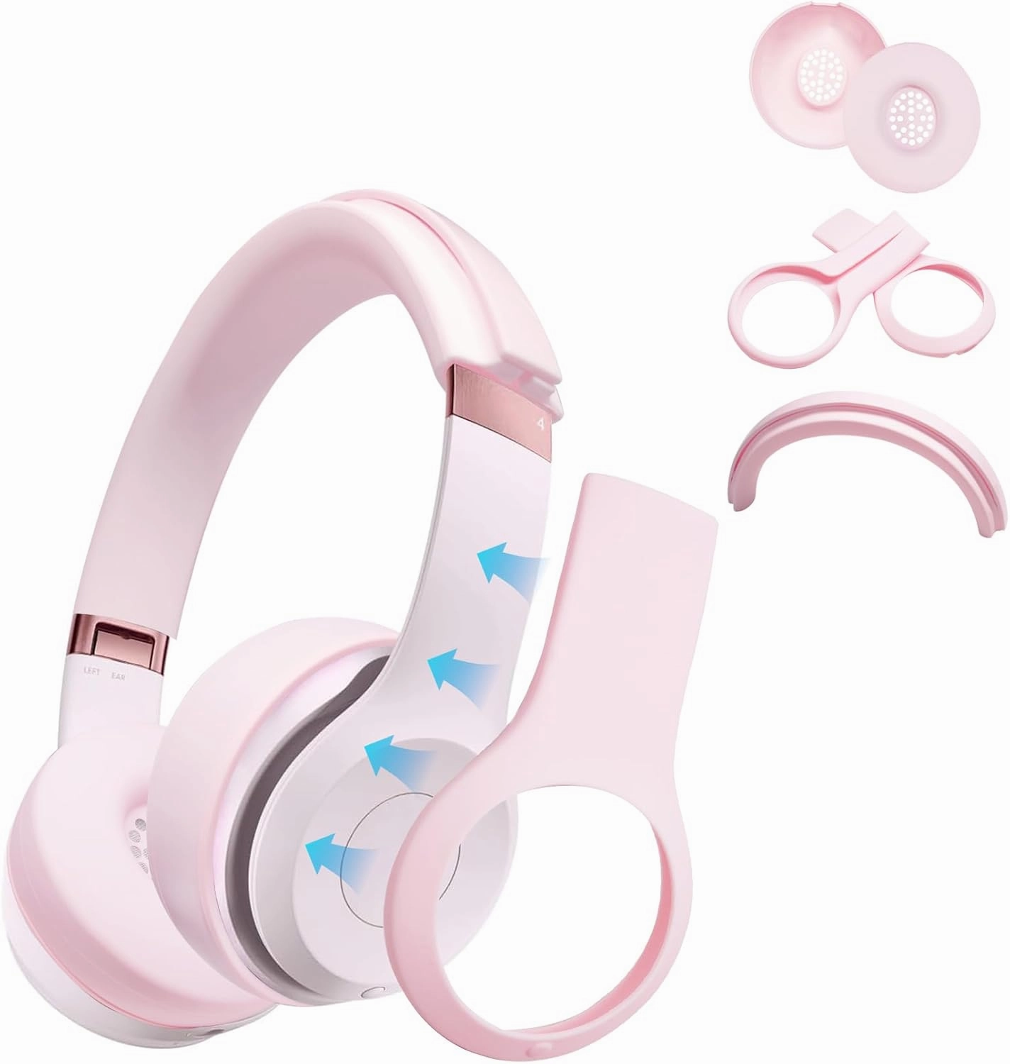 Beats Solo 4 Silicone Case Set, Anti-Scratch Ear Pad & Shell Cover, Headband Cover - Soft Silicone Protector (Pink)
