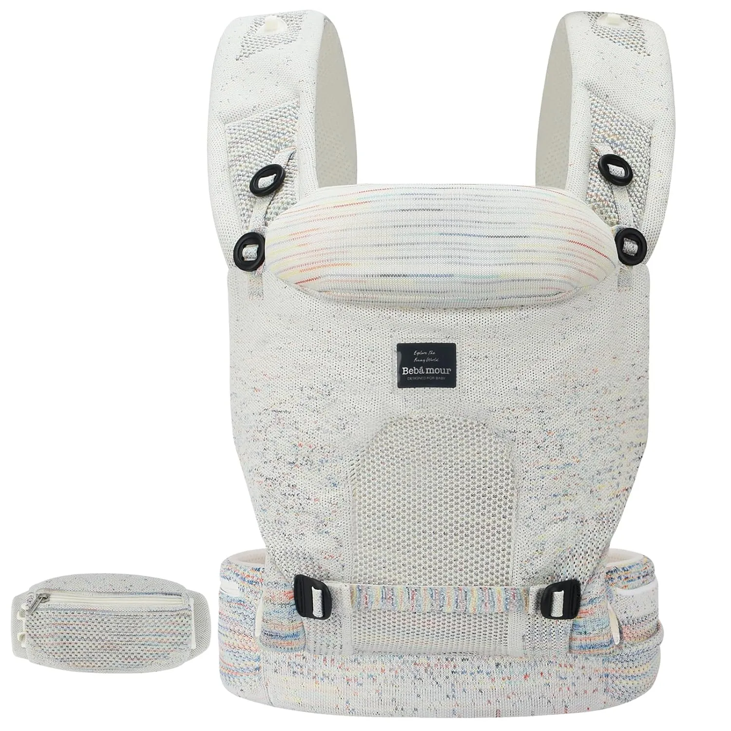 Bebamour Knit Baby Carrier Newborn to Toddler -Lightweight Baby Wrap Carrier 3-in-1 Baby Carrier Front and Back Carry (Cream,7-32 lbs)