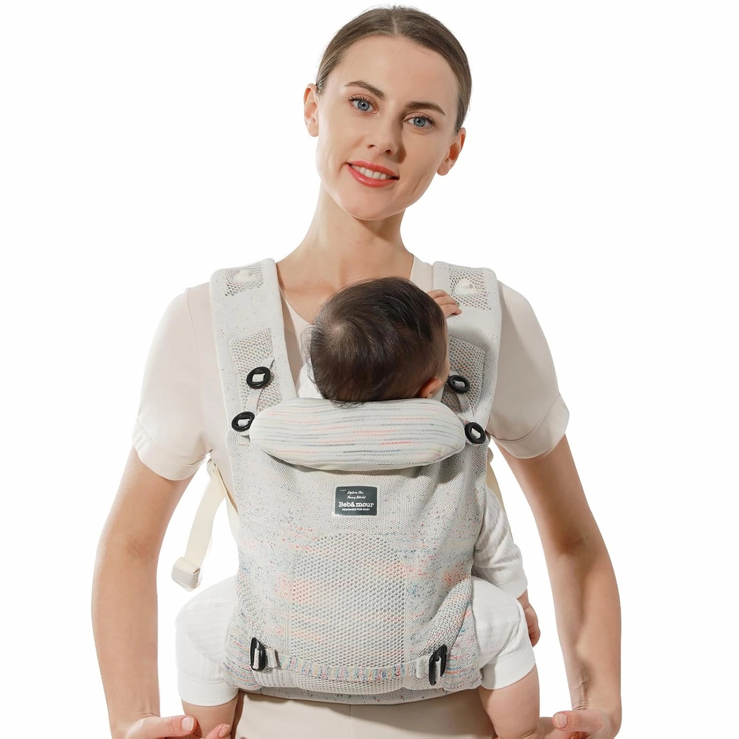 Bebamour Knit Baby Carrier Newborn to Toddler -Lightweight Baby Wrap Carrier 3-in-1 Baby Carrier Front and Back Carry (Green,7-32 lbs)