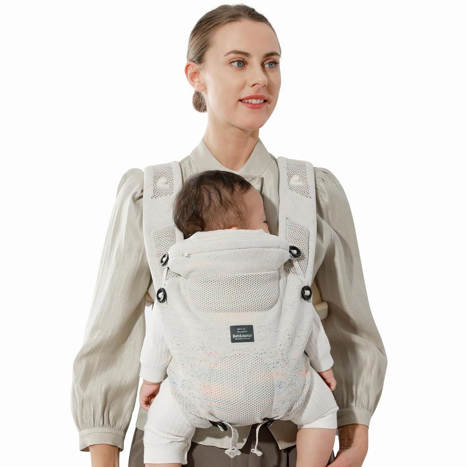 Bebamour Knit Baby Carrier Newborn to Toddler -Lightweight Baby Wrap Carrier 3-in-1 Baby Carrier Front and Back Carry (Green,7-32 lbs)