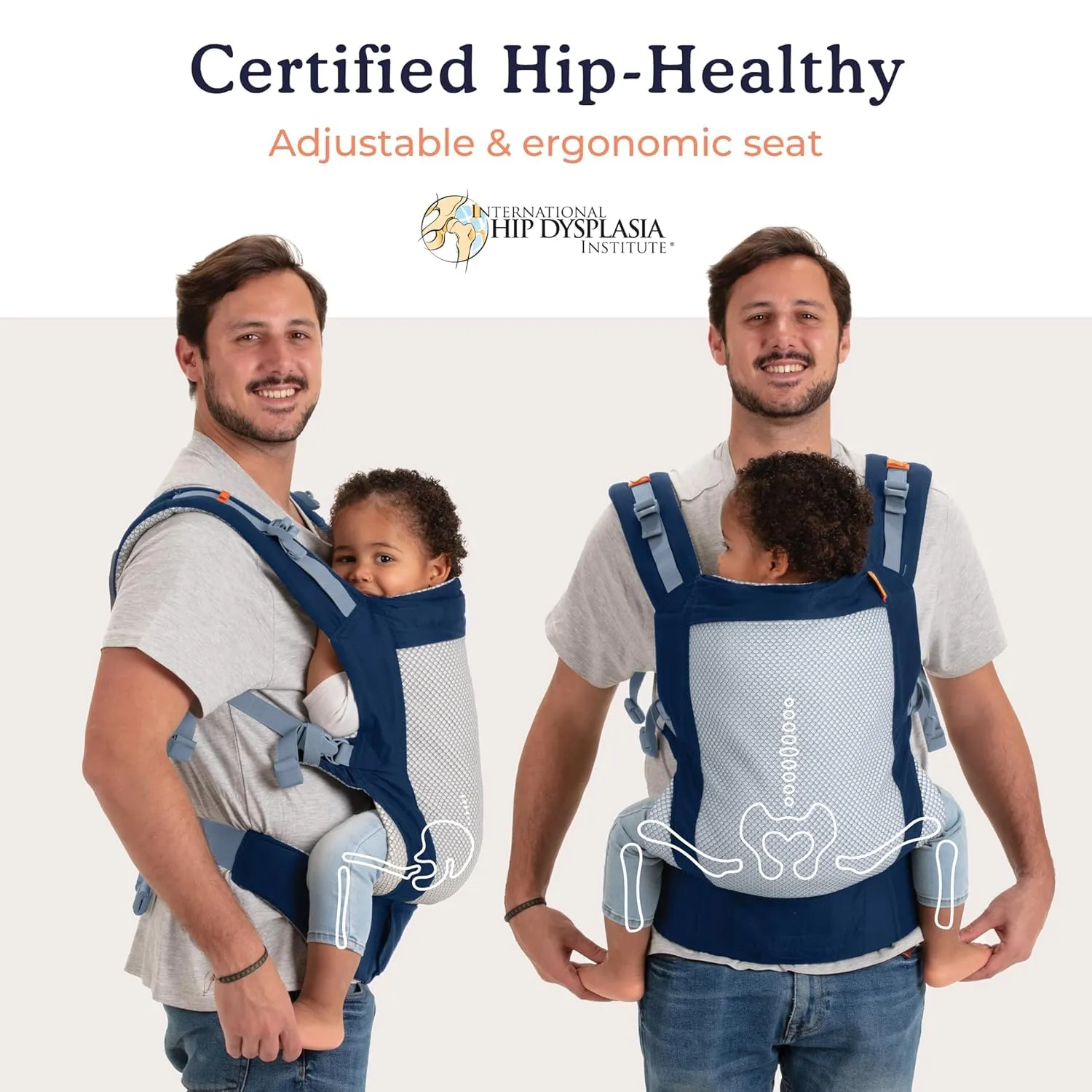 Beco Toddler Carrier with Extra Wide Seat - Features 3D Performance Mesh for a Lightweight & Breathable Baby Carrier Backpack Style or Front Carry (20-60 lbs) - Cool Navy