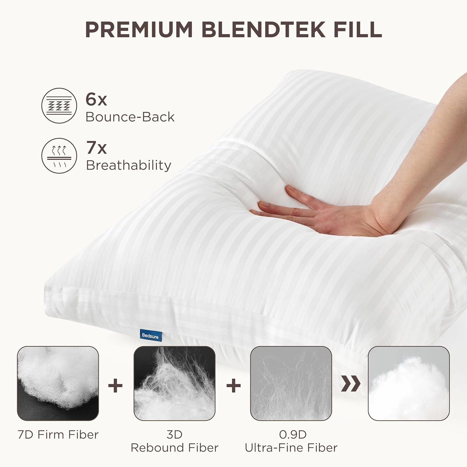 Bedsure Adjustable Layer Bed Pillows for Sleeping - Luxury, Fluffy Queen Pillows Set of 2, Assemblable Firmness & Height with 100% Cotton Cover, Machine Washable for Back, Stomach or Side Sleepers