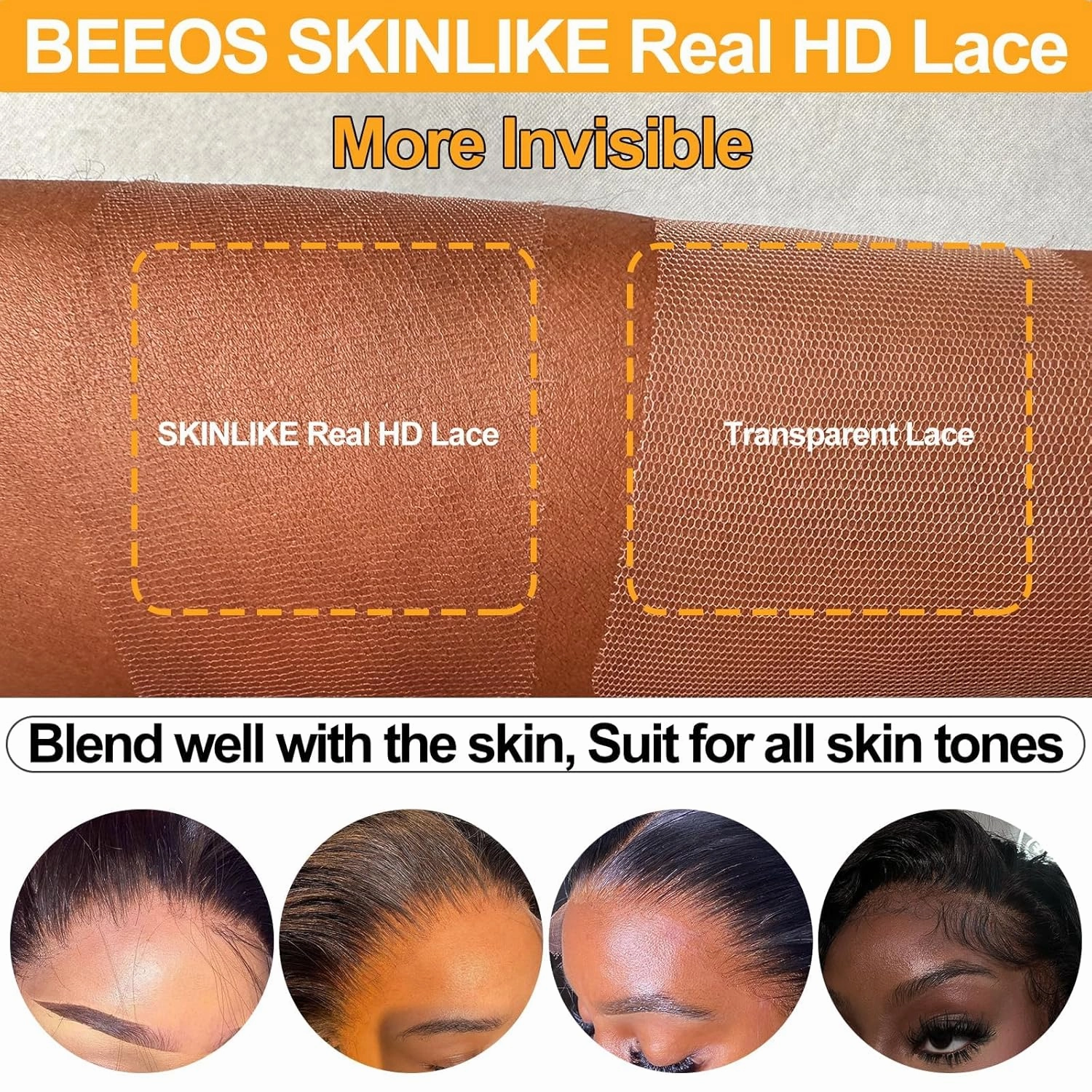 BEEOS 13x4 SKINLIKE Real HD Lace Frontal Only, Body Wave 0.10mm Ultra-thin HD Lace Bleached Knot Pre-Plucked Natural Hairline Virgin Human Hair 14 Inch