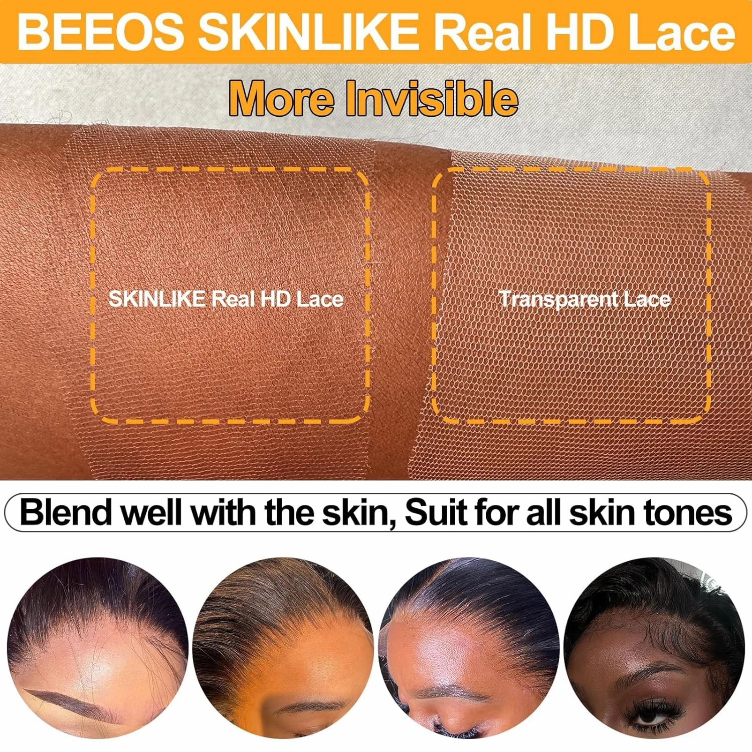 BEEOS 13x4 SKINLIKE Real HD Lace Frontal Only, Body Wave 0.10mm Ultra-thin HD Lace Bleached Knot Pre-Plucked Natural Hairline Virgin Human Hair 14 Inch