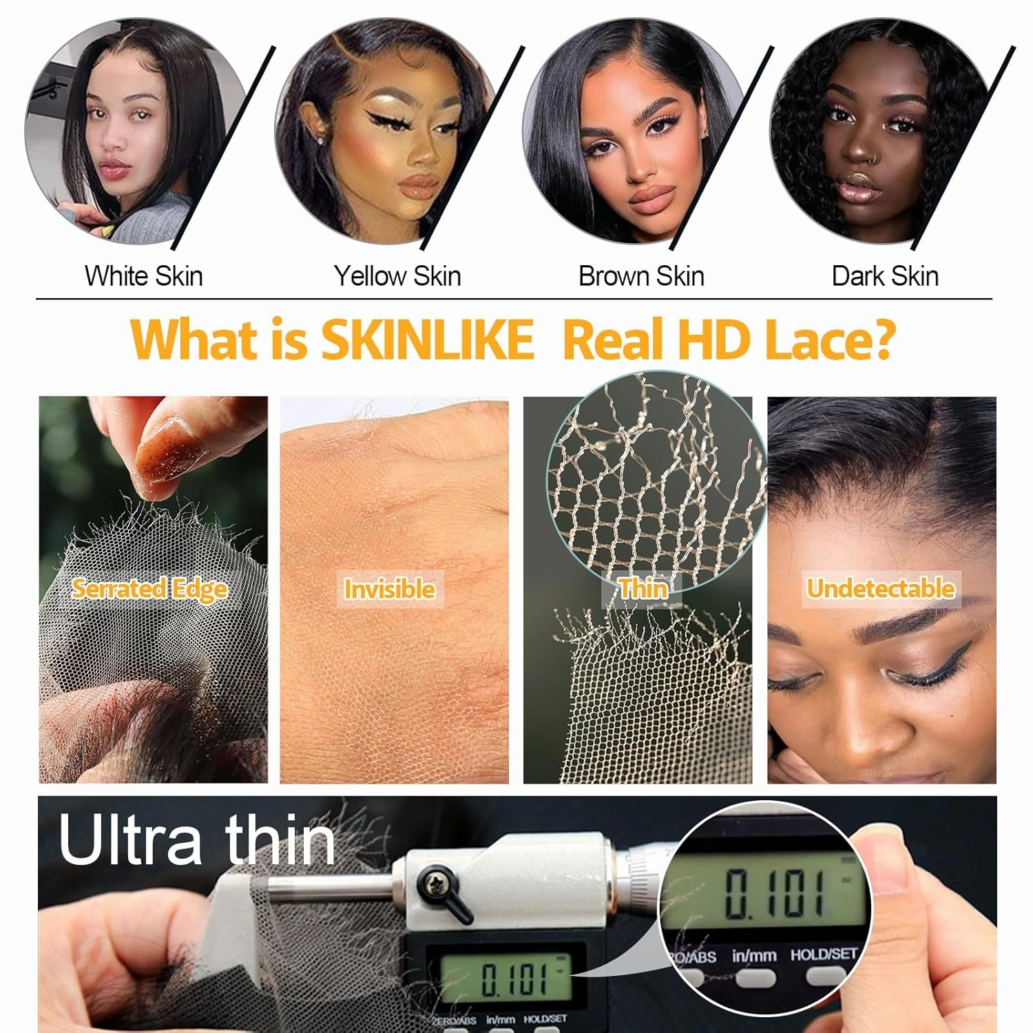 BEEOS Skinlike Real HD Lace Frontal Piece Only, 13x4 Body Wave 0.10mm Ultra Thin Invisible Lace Pre-plucked Human Hair Frontal Natural Black Color 16 Inch