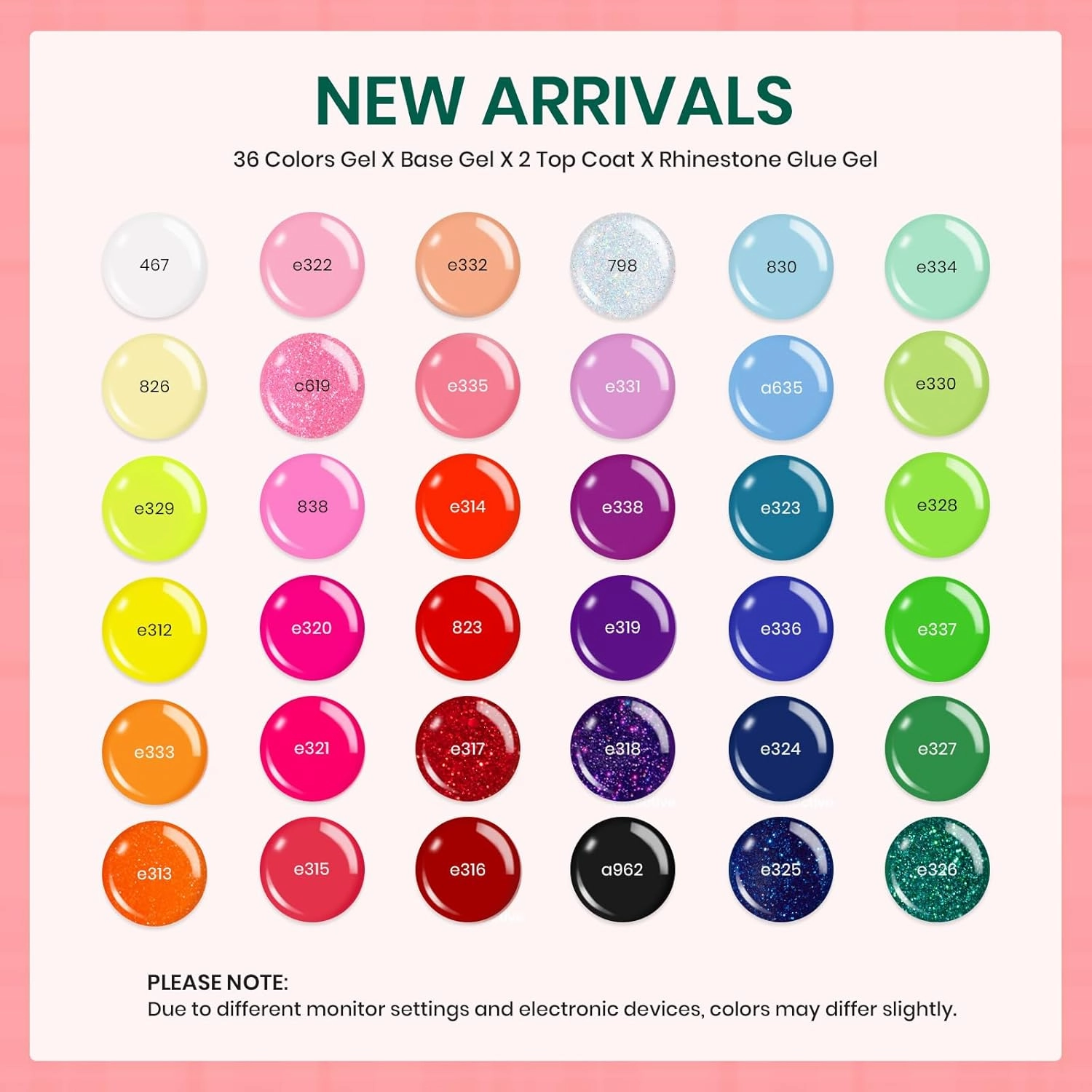Beetles Gel Nail Polish Set-36 Colors Rainbow Nails Neon Juicy Picnic Party Collection & Rhinestone Gel Nail, 46Pcs Fruit Bubbles Nails Blue Green Pink Color with Top Base Coat Liner Brush