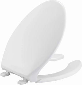 Bemis 1950 000 Commercial Heavy Duty Open Front Toilet Seat with Cover, Plastic, 1 Pack Elongated, White