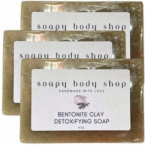 Bentonite Clay Detoxifying Soap, Detoxifying Body Soap, Handmade Soap Bar, Body Soap Bars Moisturizing, Bentonite Clay Powder, Detoxifying Soap, Essential Oil Soap, Goat Milk Soap, 4 oz. Bar (3 Pack)