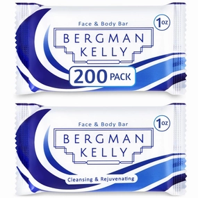 BERGMAN KELLY - Hotel Soap Bars - White Tea, 1 oz, 200 PK - Travel Size Luxury Bulk Amenities Bar Soap - Mini Individually Wrapped Rectangular Soap, Small Toiletries for Airbnb, Motel, Guest Bath