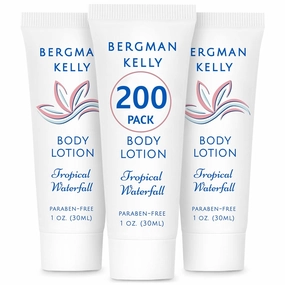 BERGMAN KELLY - Travel Size Lotion - 1 fl oz, 200 PK, Tropical Waterfall - Delight Your Guests w/Invigorating & Refreshing Body Lotion - Quality Mini & Small Size Guest Hotel Toiletries in Bulk