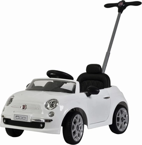 Best Ride On Cars Fiat 500 Push Car, with Stroller, Adjustable Footrest and Handle, Horn, Music, Stable Wheels, For Kids Aged 2-3 Years, 37 x 19 x 12 inches, Large, White
