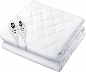 Beurer UWB70 Heated Mattress Pad Queen, Dual Control Electric Mattress Cover with Separate Feet/Body Heat, Auto Shut Off, 9 Warming Levels, Overheat Protection, and Soft Quilted Fabric, 60" x 80"