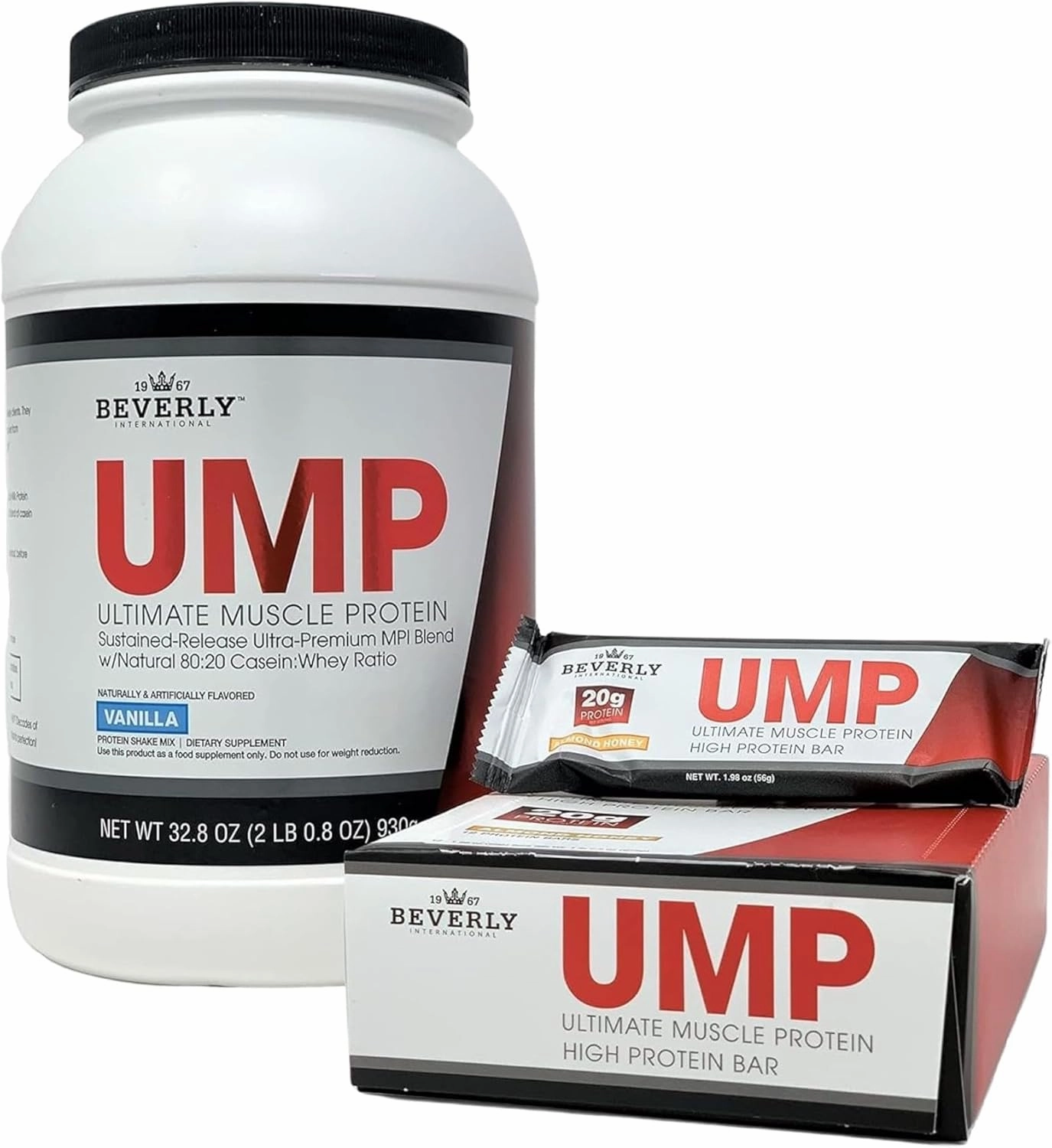 Beverly International UMP Protein Powder, Vanilla. Unique Whey-Casein Ratio Builds Lean Muscle. Easy to Digest. No Bloat. (32.8 oz) 2lb .8 oz