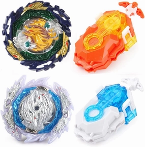 Bey Burst Gyro Toy Set Metal Fusion Attack Top Grip Toy Blade Set Game 2 Top Burst Gyros 2 Two-Way Launcher Great Birthday Gift for Boys Children Kids 6 8 10 