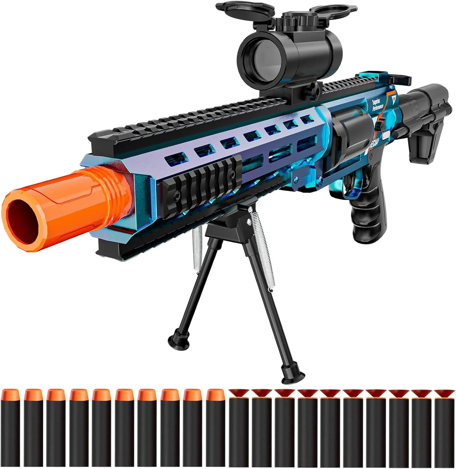 Big Revolver Toy Gun Shotgun - Soft Bullet Foam Dart Blaster Laucher Realistic Outdoor Play Adventure Force Level Bolt Action Plastic Fake Shot Gun Sniper Rifle Pistol Cool Kids Gifts Boys Age 8-12