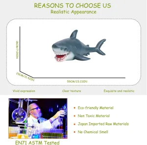 Big Rubber Shark 22inch Soft Filled Rubber Sea Educational Toys Ocean Animal Model Plastic Action Figure Bath Swimming Toys Kids Gift Decor