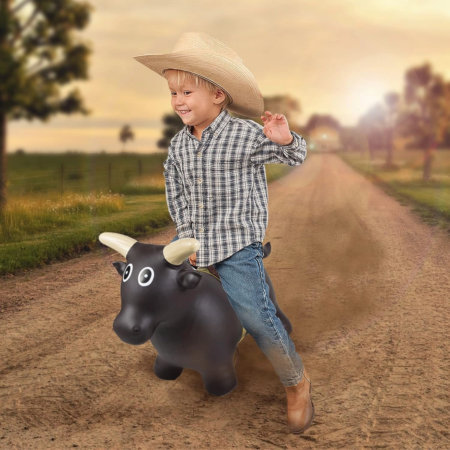 Big Country Toys Lil’ Bucker Bull Kids Toys - Rodeo Ride On Toys for 18 Months to 3  Years - Bouncy Animals for Toddlers - Inflatable Kids Hopper Toy with Hand Pump