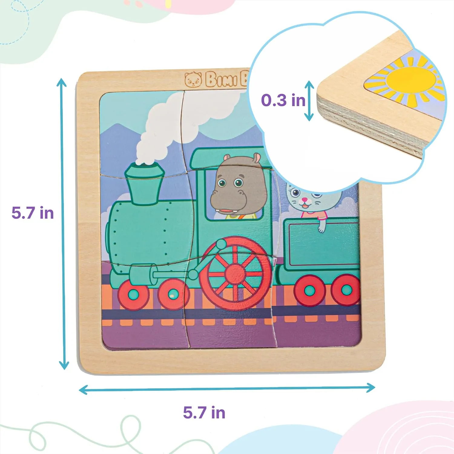 Bimi Boo 6-Sets of Wooden Vehicles Puzzles for Toddlers Ages 1-3 - Preschooler Montessori 9-Pieces Transport Jigsaw Puzzle Sets - STEM Learning Toy for Babies (9 Pcs Per Set)