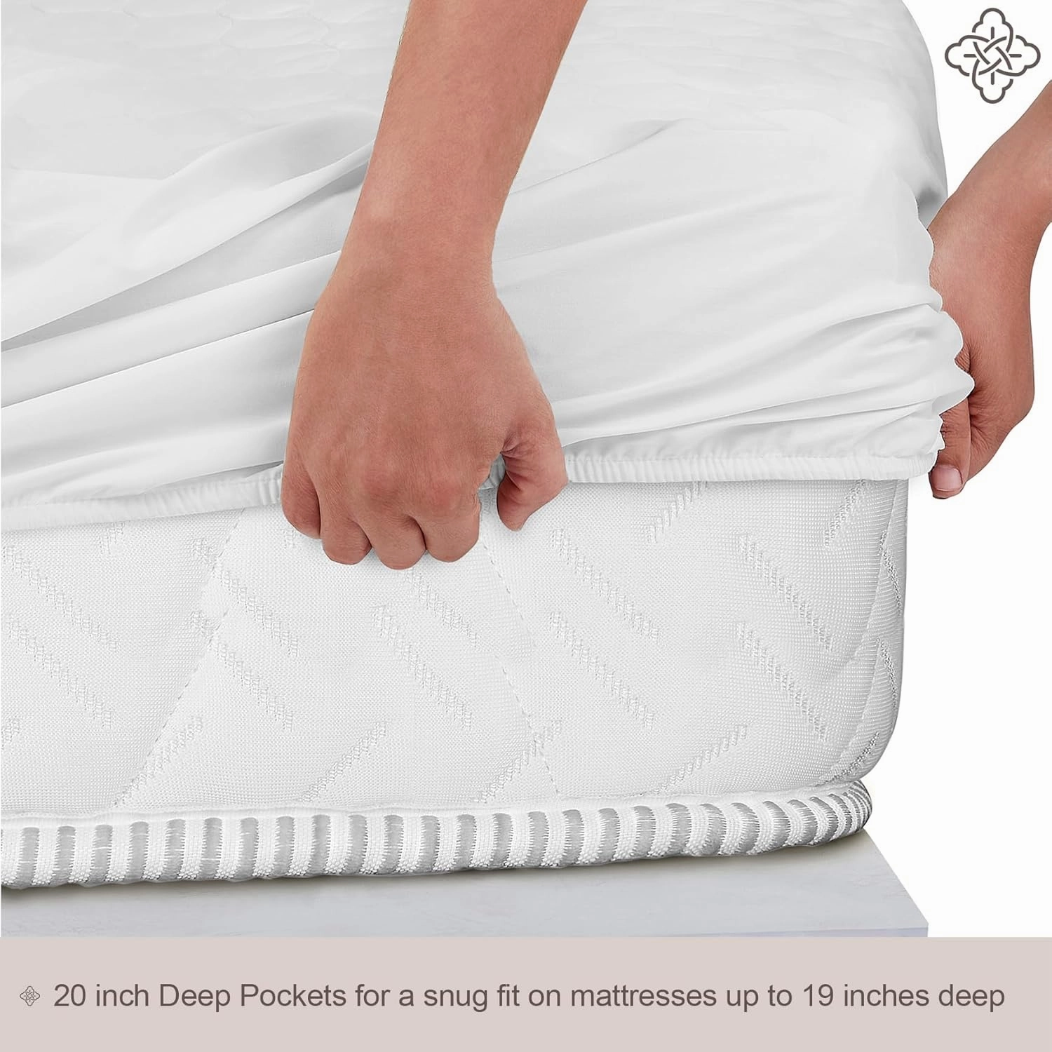 Bioweaves 100% Organic Cotton Mattress Pad Cover, GOTS Certified Cooling Quilted Fitted Mattress Topper & Protector with Soft Cotton Wadding - White, 20 Inch Deep Pocket, Twin