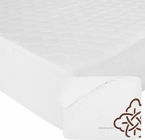 Bioweaves 100% Organic Cotton Mattress Pad Cover, GOTS Certified Cooling Quilted Fitted Mattress Topper & Protector with Soft Cotton Wadding - White, 20 Inch Deep Pocket, Twin