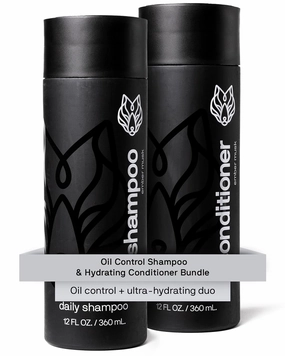 Black Wolf Mens Shampoo & Conditioner Set for Oily Hair - Oil Control Shampoo with Moisturizing & Deep Cleansing Formula - Conditioner for Soft & Silky Strands - Daily Hair Care for Men