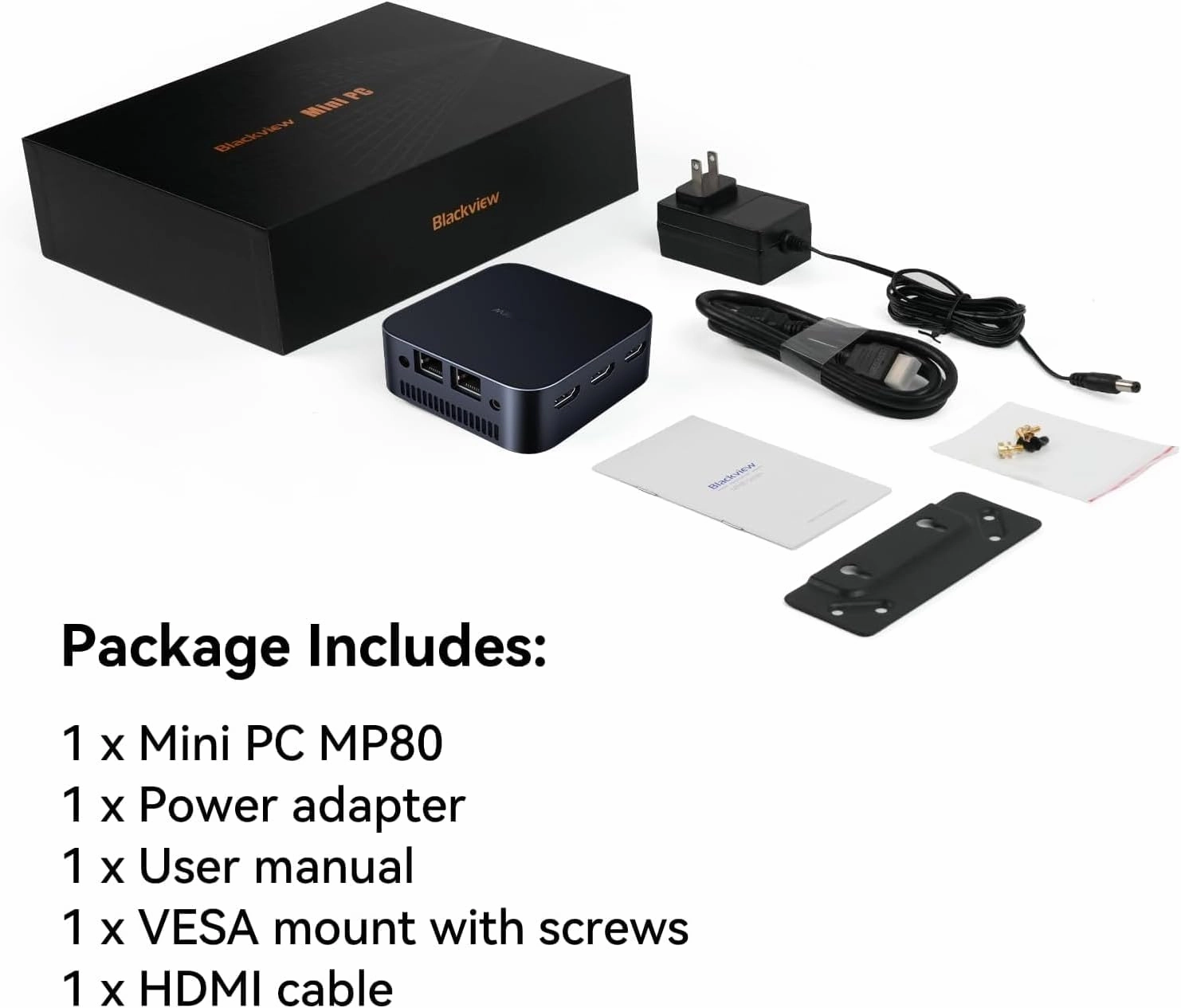 Blackview MP80 Mini PC 16GB DDR5 RAM 1TB M.2 SSD, Mini Gaming PC with Processor Intel N97(BeatN100/N95, up to 3.6GHz), Mini Computer 4K HD Dual HDMI Gigabit Ethernet, VESA/Home/Office