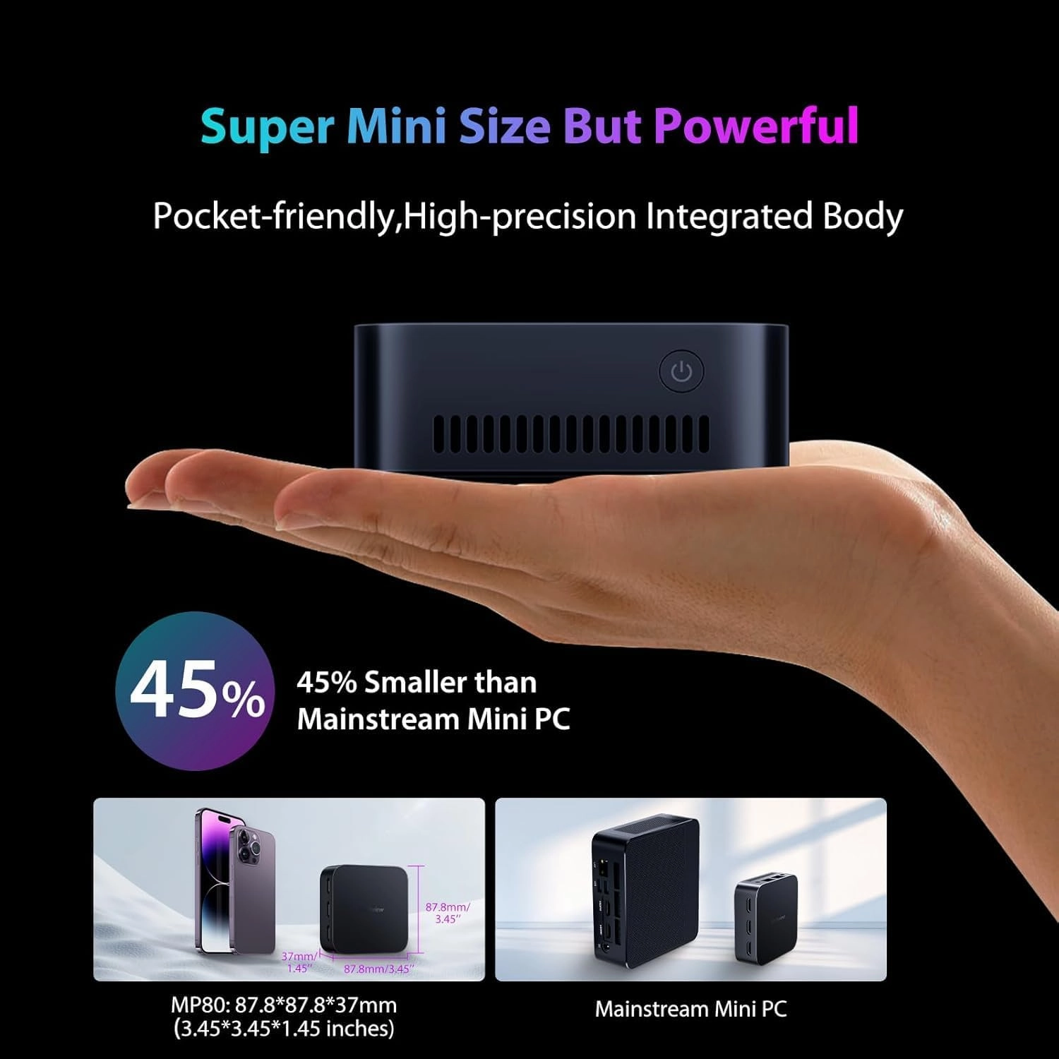 Blackview MP80 Mini PC 16GB DDR5 RAM 1TB M.2 SSD, Mini Gaming PC with Processor Intel N97(BeatN100/N95, up to 3.6GHz), Mini Computer 4K HD Dual HDMI Gigabit Ethernet, VESA/Home/Office