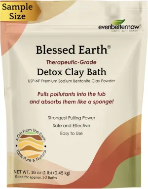 Blessed Earth® Detox Clay Bath, 100% Pure Sodium Bentonite Therapeutic Grade - Removes Toxins, Impurities and Contaminants, by Evenbetternow LLC, Sample Size 1 lb (16 oz)