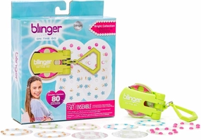 blinger® On The Go Mini Starter Kit – Bright (Lime Green) | 80 Rhinestones | Hair Styling Tool | Hair-Safe – Bling in Brush Out