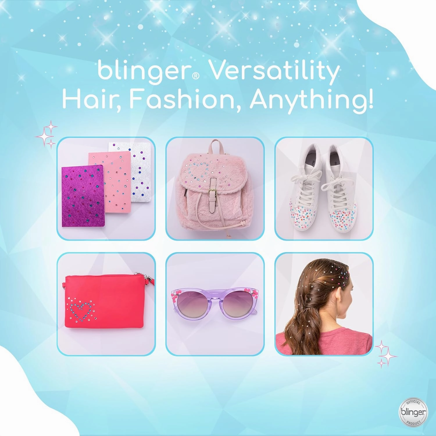 blinger® On The Go Mini Starter Kit – Bright (Lime Green) | 80 Rhinestones | Hair Styling Tool | Hair-Safe – Bling in Brush Out