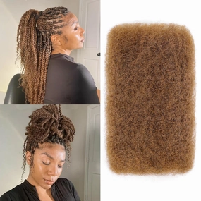 BLL Afro Kinkys Bulk Human Hair-100% Human Hair for Mini Twist Braiding Dreadlock Loc Extensions Afro Kinky Curly Hair Bulk Black Color (30#, 16 Inch Pack Of 1)